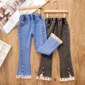Korean version of new girl denim jeans spring and autumn casual denim trousers fashion children loose wide-leg flared pants 3-12. 