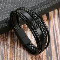 Men Genuine Leather Bracelets Multilayer Braided Rope Bracelets for Man Jewelry Bracelet Homme. 