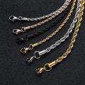 3MM Stainless Steel Twisted Rope Chain Necklaces For Men Women Hip Hop Titanium Steel Choker Fashion Party Jewelry. 