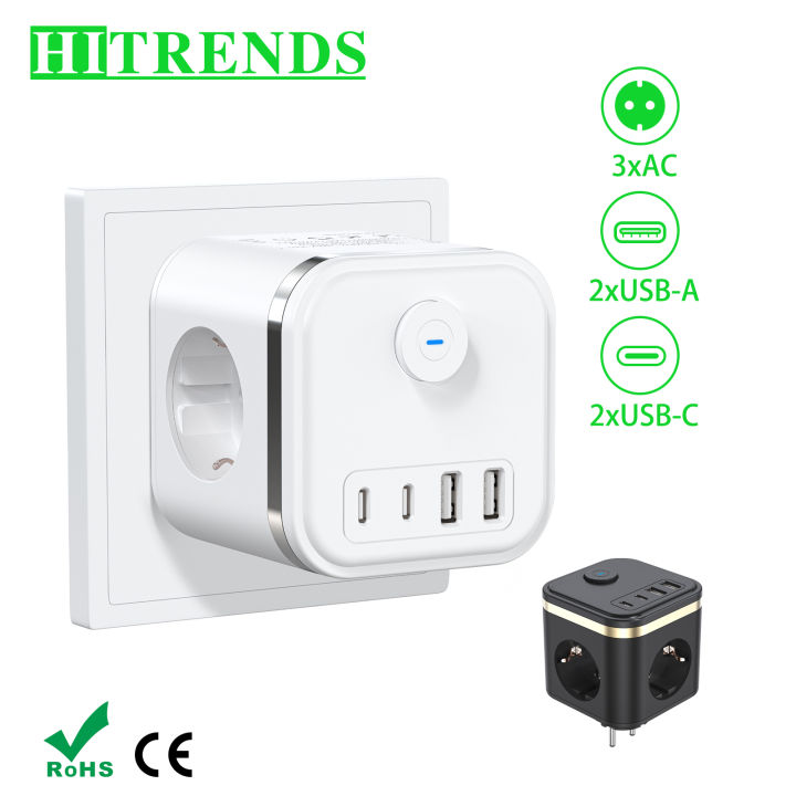 3680W Multi Plug EU Power Strip Cube Multiple Socket Adapter with 3 AC ...