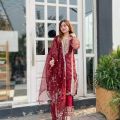 THAZAB Fancy Organza 3pcs Stitched suit for women. 