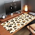 Trendy Brown Leopard Print Large Desk Mat, Minimalist Leopard Extended Mouse Pad, Non-Slip Desk Pad for Home Office Decor. 