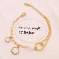 316L Stainless Steel Shell Flower Pendant Bracelet For Women Gold Pearl Bracelet Color Shell Charms Chain Bracelets Jewelry. 