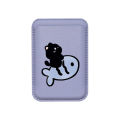 Cute Little Cat Riding Fish Cartoon Pattern Couple Card Holder Magnetic For iPhone For For MagSafe Wallet Cover.