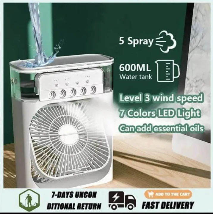 New 3 In 1 Fan AIr Conditioner Household Mini Air Cooler LED Night Light Portable Humidifier Air Adjustment Fan Office Home Fan