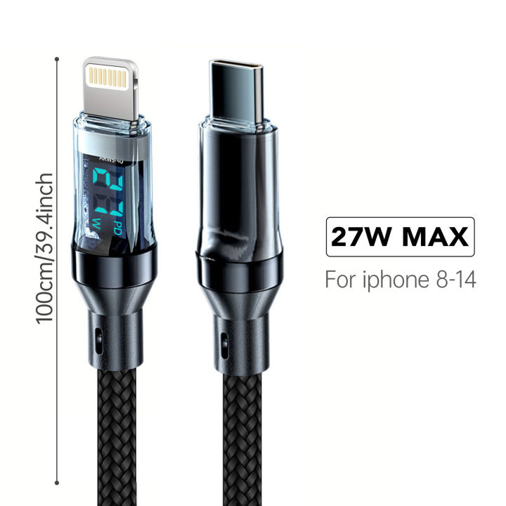 PD%2027W%20Fast%20Charge%20Cable%20LCD%20Display%20Transparent%20Shell%20Data%20Transfer,%20USB%20A%20Type-C%20to%20Lightning%20Cord%20for%20iPhone%2014%20Pro%20Max/13/12%20-%20Image%202