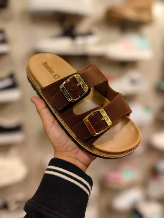 Buckle%20Slide%20Sandals%5D%20Double%20Strap%20Women's%20Summer%20Slide%20Sandals%20%7C%20Elegant%20Open%20Toe,%20Flat%20Sole,%20Synthetic%20Cover,%20TPR%20Outsole,%20Two%20Buckle%20Flat%20Sandals%20for%20Casual%20Outdoor%20Wear%20-%20Image%202