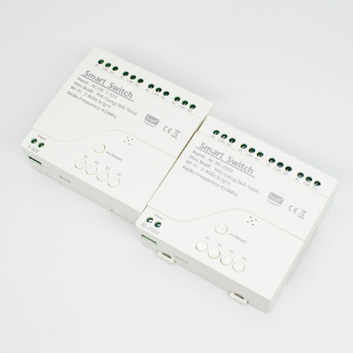 2pcs Tuya Wifi Smart Switch Home Automation Controller 7-32V 85-250V 220V 4 Channels 10A  Wifi Relay Controller APP