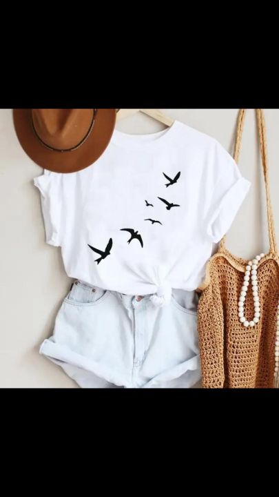 Woman Flying Soft cotton jersey Printed T- shirts for girls