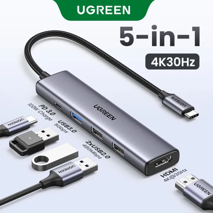 UGREEN Revodok 5-in-1 USB-C Hub with 4K HDMI, 100W PD, 3 USB-A Data ...