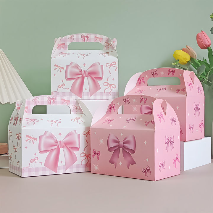 12/24pcs%20Pink%20Bow%20Kraft%20Paper%20%20Box%20Handheld%20Kids%20Packaging%20Cake%20Candy%20Biscuits%20Storage%20Baking%20Birthday%20Party%20Favor%20-%20Image%204