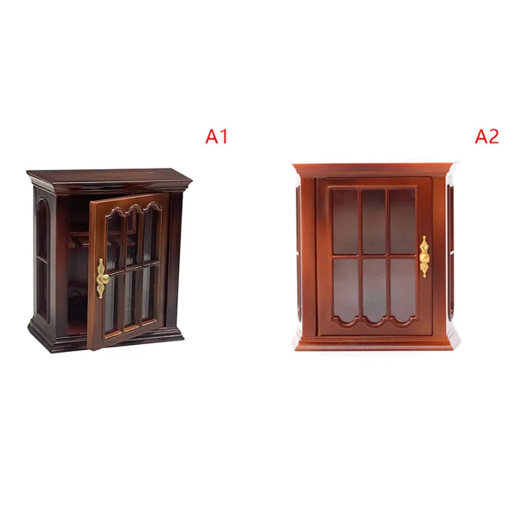 1/12%20Multifunction%20Wood%20Cabinet%20Bookcase%20Cabinet%20Miniature%20Furniture%20Handcrafted%20Wall%20Cabinet%20Dollhouse%20-%20Image%203