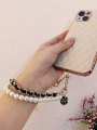 Camellia Pearl Mobile Phone Charm keychain Chain Girl Woman Cell Phone Case Fashion Pendant Key Strap Rope With Universal Clip. 