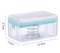 Soap Bar Box Soap Dispenser with Rubber Roller Foaming Soap Saver with Drain Holes and Spring Travel Soap Holder Multifunctional Soap Dish for Home Bathroom Kitchen Countertop Blue. 