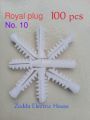 Royal plug No.10 premium quality 1inch 100pcs, Suitable use for wiring drill High Strength Heavy duty Standard quality Size - No. 10 Length - 1 inch Color - White, Green, Red Made in China.