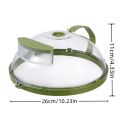 10-Inch Microwave Splatter Cover Clear Plastic Heat Resistant Microwave Oven Dish Plate Cover with Handle and Water Steamer. 