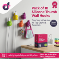 Pack of 10 Silicone Thumb Wall Hooks - Self Adhesive Cable Organizer Clips & Key Hanger, Multipurpose Wire Management Storage Holder for Home, Desk, Office & Car (Multicolor). 