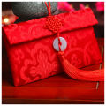 Chinese Style Brocade Red Envelope Bag Spring Festival Luck Red Packets Bag for Chinese Wedding Birthday Invitation Card Bag. 