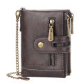 New Men's Short Wallet Premium Business Dual Zip PU Retro. 