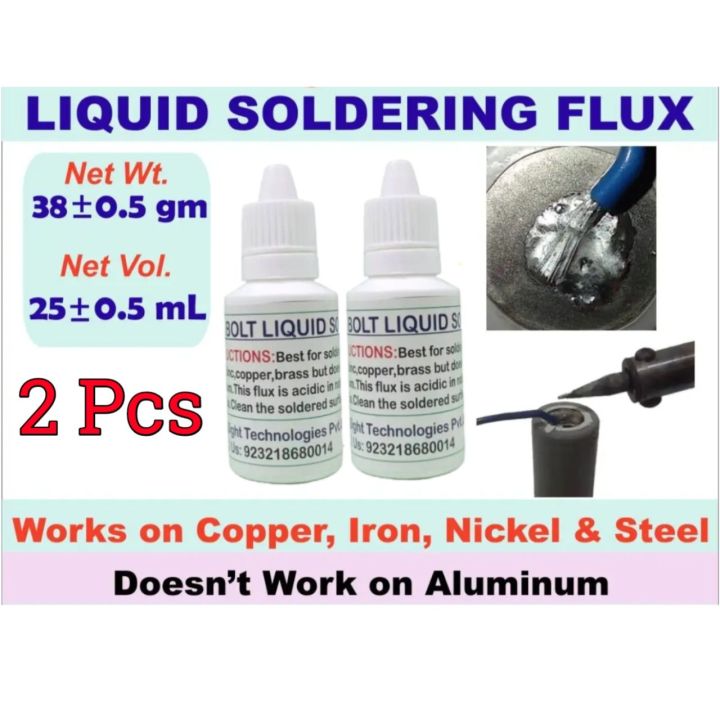 2 Pcs of 25ml Steel Soldering FLUX-Liquid Soldering Flux for steel metel copper and barass Sky Bolt Liquid Soldering Flux- Soldering Paste - No need Spot welding machine for 18650 Cells