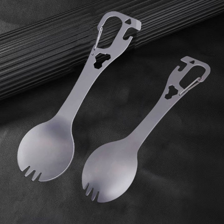 Utility Spork Portable Stainless Fork Spoon Cutlery Multifunctional Bottle Opener Tools Camping Eating Tableware
