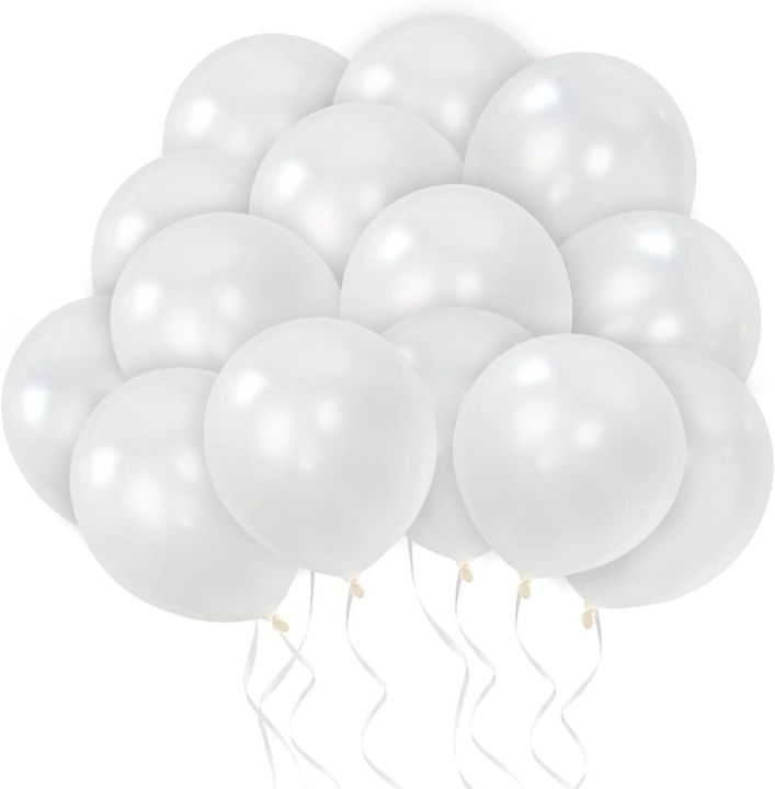 party decorations pearl shine balloons 10" (10) pcs white colour