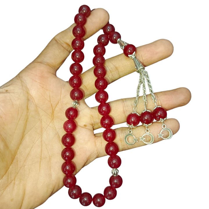 Anari Yaqoot Rubi Jade Stone Tasbeeh 33 Round Beads 10mm Size | Original Yaqoot Stone Tasbih