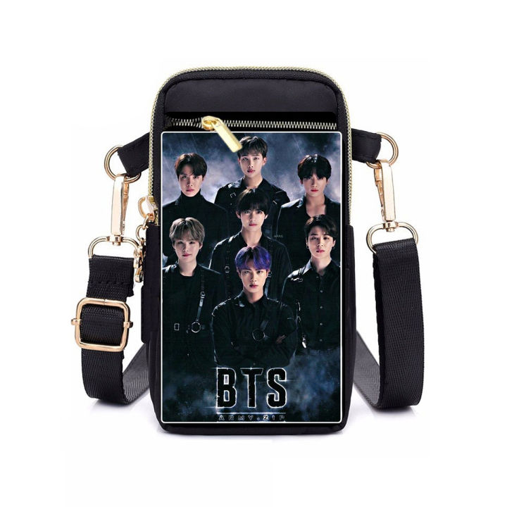 BTS Mobile Shoulder Bag for Girls Crossbody Bag with Photo Pocket, Free Chain & Keyring