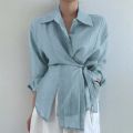2025 Vintage Fashion Long Sleeve Women Shirt Office Lady Elegant Chic Solid Button Blouses Casual Clothing.