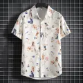 Trendy Red Printed Short Sleeve Casual Shirts for Men for Beach Wear. 