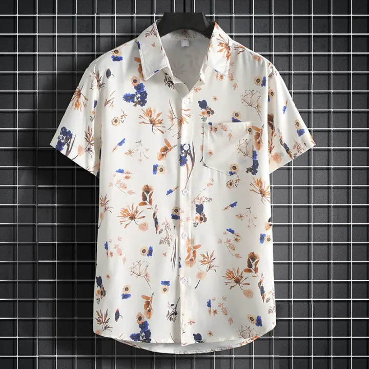Trendy Red Printed Short Sleeve Casual Shirts for Men for Beach Wear