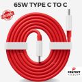 65W Oneplus Dash Warp Charge Cable, 6.5A Type-C To Usb C Pd Data Sync Fast Charging Cable Compatible With One Plus 8T/ 9/ 9R/ 9 Pro/10R/ Nord & For All Type C Device Red, 1 Meter.