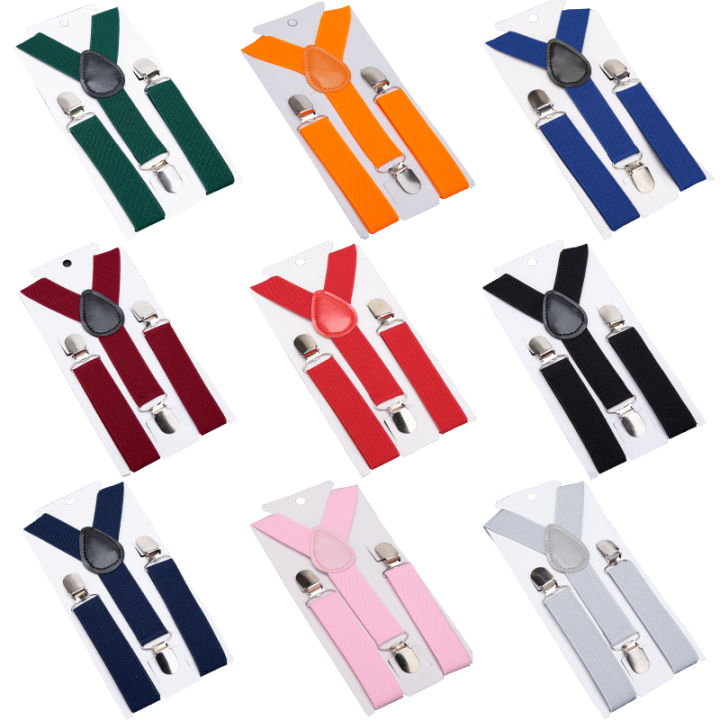 New Soild Color Children Belt Baby Boys Girls Colorful Suspenders Clip-on Y-Back Braces Bow Tie Elastic Kids Adjustable 