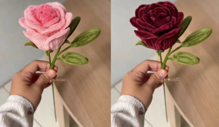 Pipe Cleaner Rose Bouquet | Velvet Stick Rose Flowers | Handmade ...