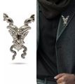 Markhor brooch silver black colour, Markhoor brooch badge , ISI symbol in black golden silver metal. 