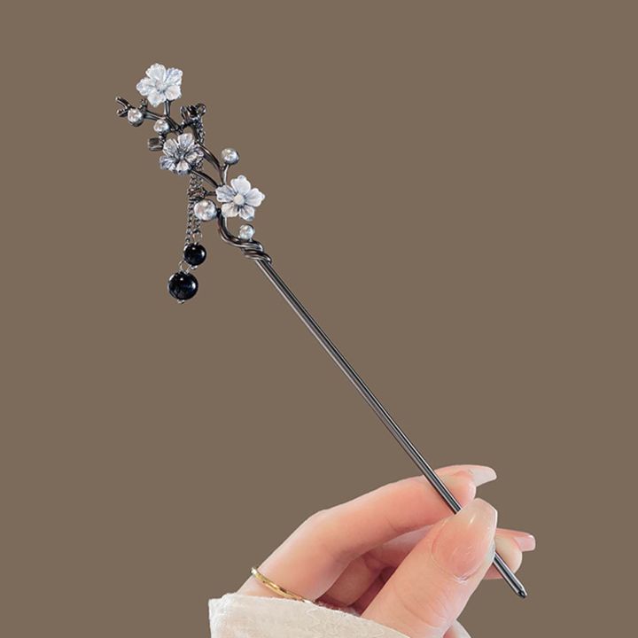 Classic%20Hair%20Stick%20Chopsticks%20Ink%20Color%20Flower%20Metal%20Fringe%20Hairpin%20For%20Women%20Pearl%20Black%20Beads%20Cheongsam%20Hair%20Bun%20Jewelry%20s%20-%20Image%203
