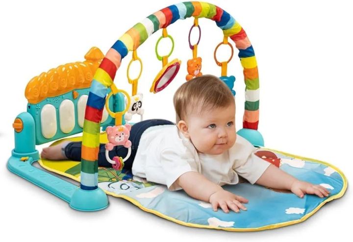 Kick And Play Baby Gym Mat Fitness Rack With Hanging Toys Lights