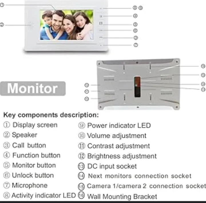 7%20inch%20Video%20Door%20phone%20Video%20Doorbell%20Indoor%20Monitor%20IR-CUT%20Outdoor%20Camera%20Visual%20Intercom%20Two-way%20Audio%20Remote%20Unlock%20Video%20Door%20Phone%20-%20Image%208