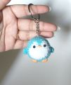 Handmade crochet penguin keyring. 