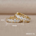 Huitan Bright Zirconia Hoop Earrings Lady Daily Wearable Accessories with Fashion Hollow-out Design Trendy Gold Color Jewelry.