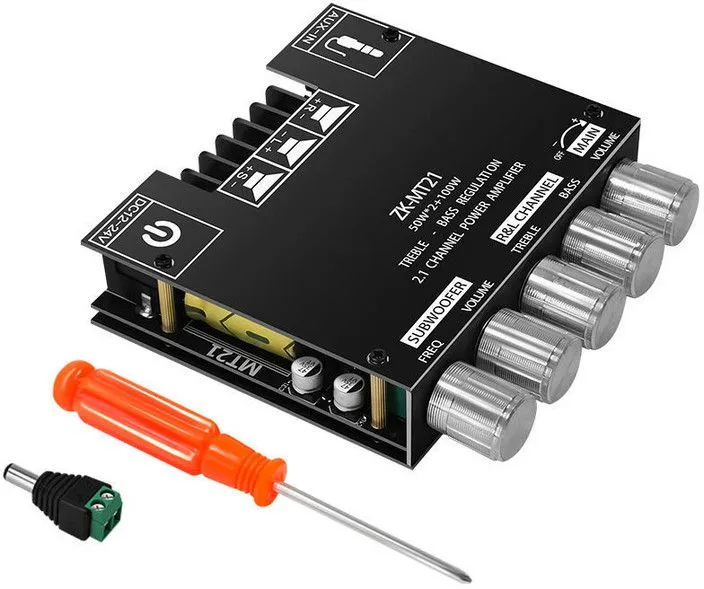 MT21%20Bluetooth%20Amplifier%20Board,%2050W%C3%972+100W%202.1%20Channel%20Subwoofer%2012V-24V%20Audio%20Power%20Amplifier%20Module%20with%20Treble%20Bass%20Control,%20Bluetooth,%20AUX%20Inputs%20-%20Image%206