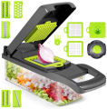 14-in-1 Vegetable Cutter & Slicer – Multifunctional Manual Chopper with Hand Push Design | Onion Dicer, Grater, Spiralizer, Julienne & Slicer for Effortless Kitchen Prep. 