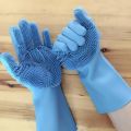 One (1) Pair of  Silicone Dish Washing Kitchen Hand Gloves- Multicolor. 