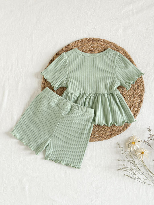 Newborn%20Baby%20Set%20Light%20Green%20Pit%20Strip%20Top+Pants%20Set%20Suitable%20for%200-9%20Months%20Female%20Baby%20Comfortable%20Casual%20Set%20Baby%20clothing%20-%20Image%202