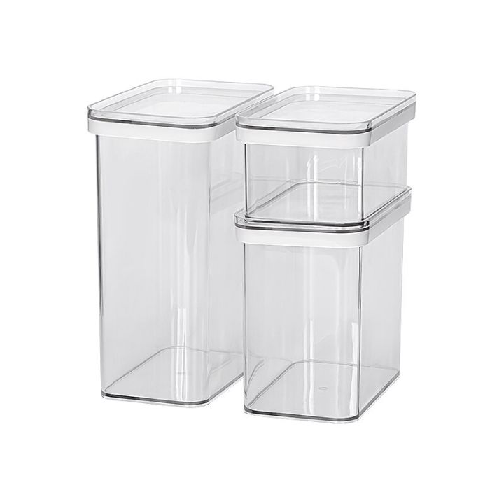 Plastic Airtight Food Storage Containers Stackable Organizing with Lids for Kitchen Pantry Cereal Snack Sugar Coffee 3 Sizes