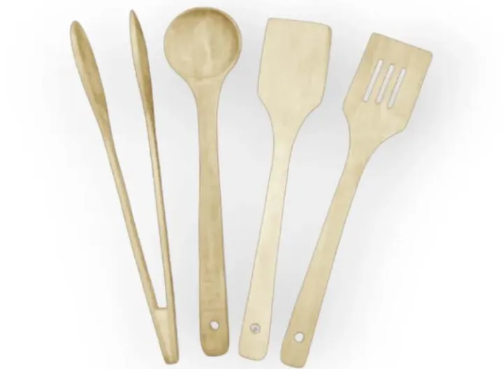 Insaf Crockery Pack of 4 - Pieces Wooden Spoon Set - Nonstick Kitchen Cooking Utensils Non Stick Wood Kitchen Tools