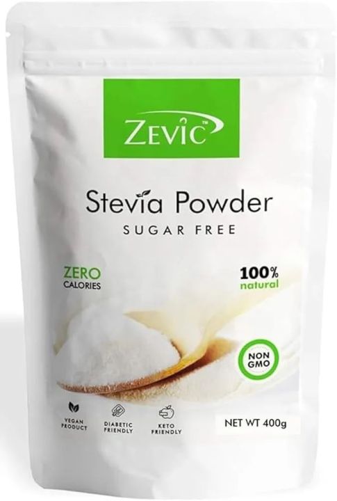 Zevic Stevia Sugar Free Powder | Zero Calories Stevia Powder | Vegan & Keto | 100% Natural Sweetener Powder | Natural Sugar Substitute | Diabetic Friendly Sweetener 50g