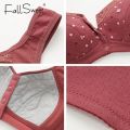 FallSweet Front Closure Cotton Bra for Women Plus Size Seamless Wireless Sports Bras Thin Underwear for Middle-Aged & Elderly. 