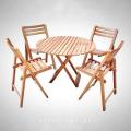 Wooden Foldable4 Chair 1 Table Set With Round Table. 
