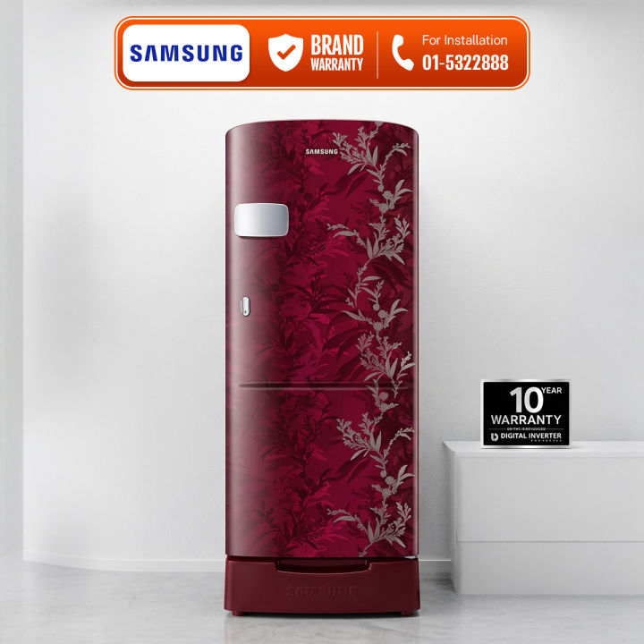 SAMSUNG RR20C2z226R/IM 192 Litres Direct Cooling Digital Inverter Single Door Refrigerator With Base Stand (Saffron Red)